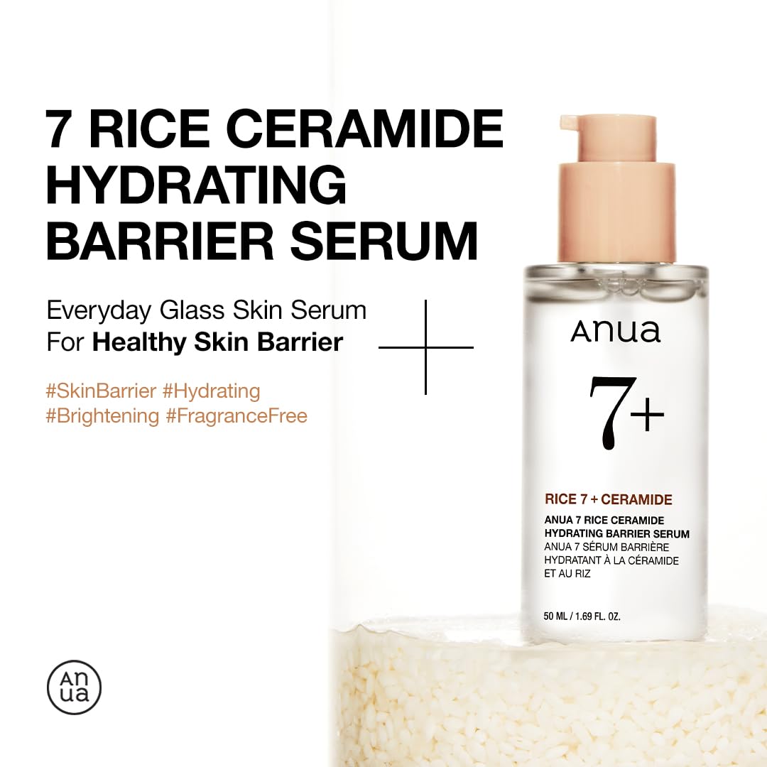 Anua 7 Rice + Ceramide Hydrating Barrier Serum – 50ml Korean serum with rice extract and ceramide for deep hydration and glow
