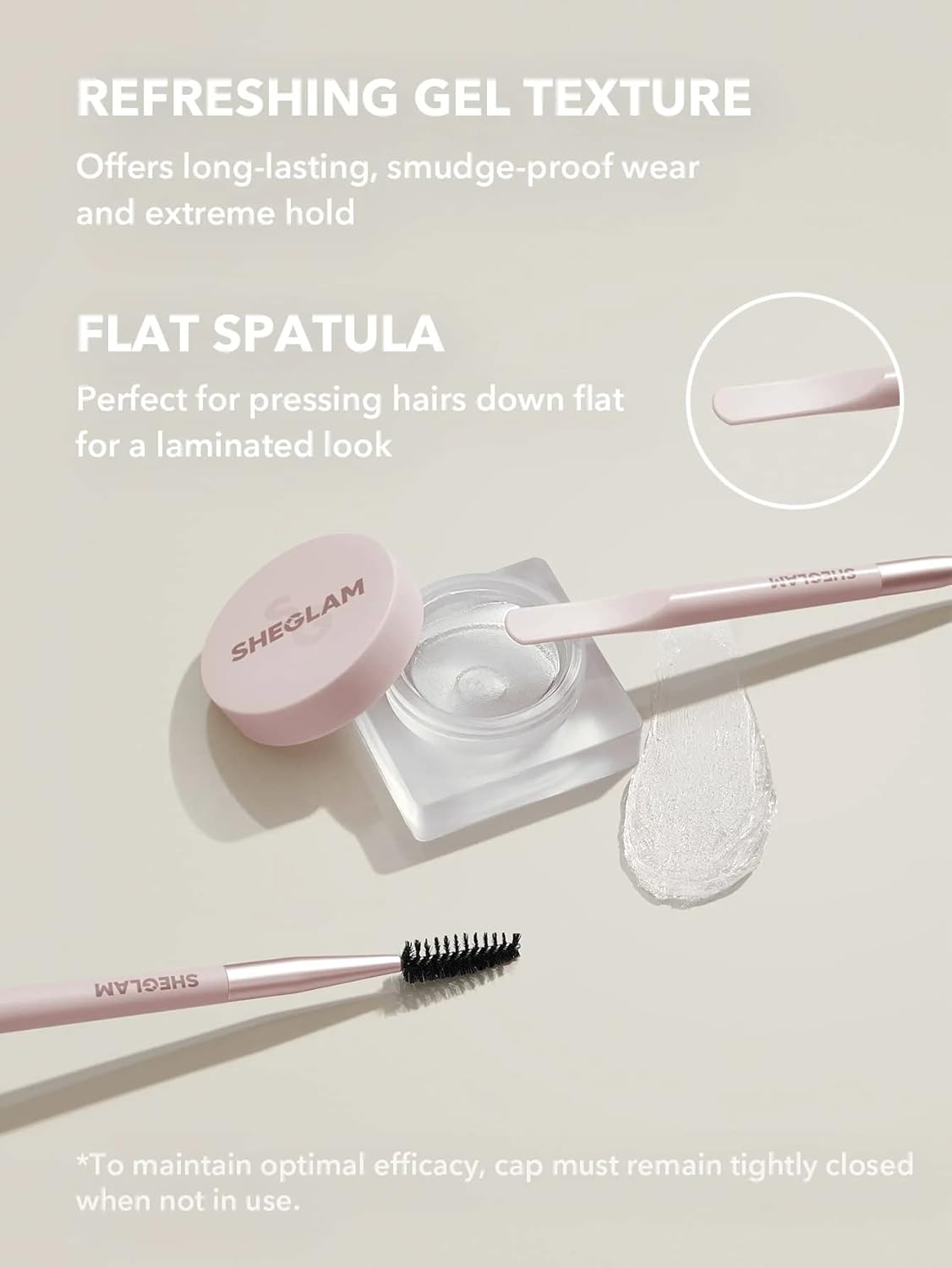 SHEGLAM Set Me Up – Crystal Clear Brow Gel – Transparent eyebrow setting gel with longwear flake-free hold – 5g