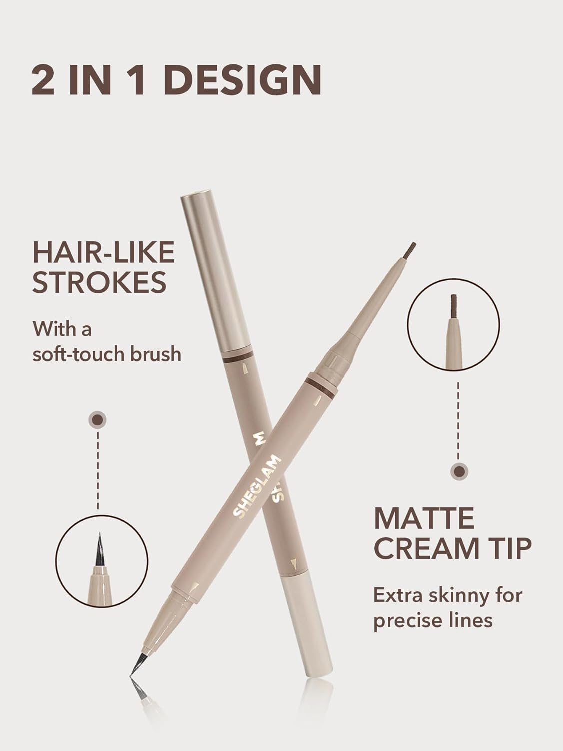 SHEGLAM Brows On Demand 2-In-1 Brow Pencil – Chocolate shade – Eyebrow definer for medium to dark hair – longwear dual tip