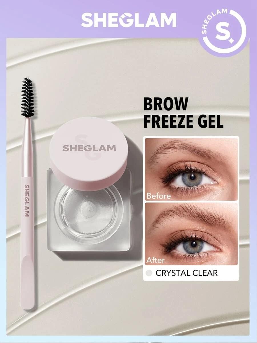 SHEGLAM Set Me Up – Crystal Clear Brow Gel – Transparent eyebrow setting gel with longwear flake-free hold – 5g