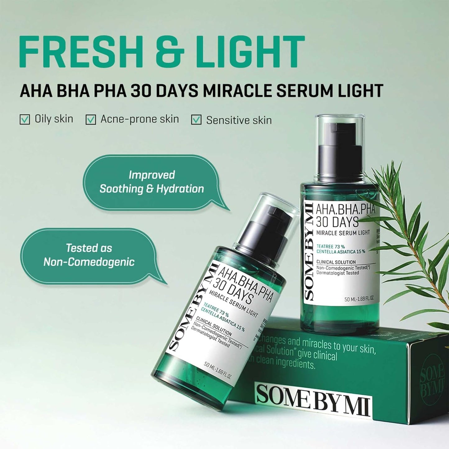 SOME BY MI AHA-BHA-PHA 30 Days Miracle Serum Light – 50ml exfoliating and acne-care serum for sensitive skin
