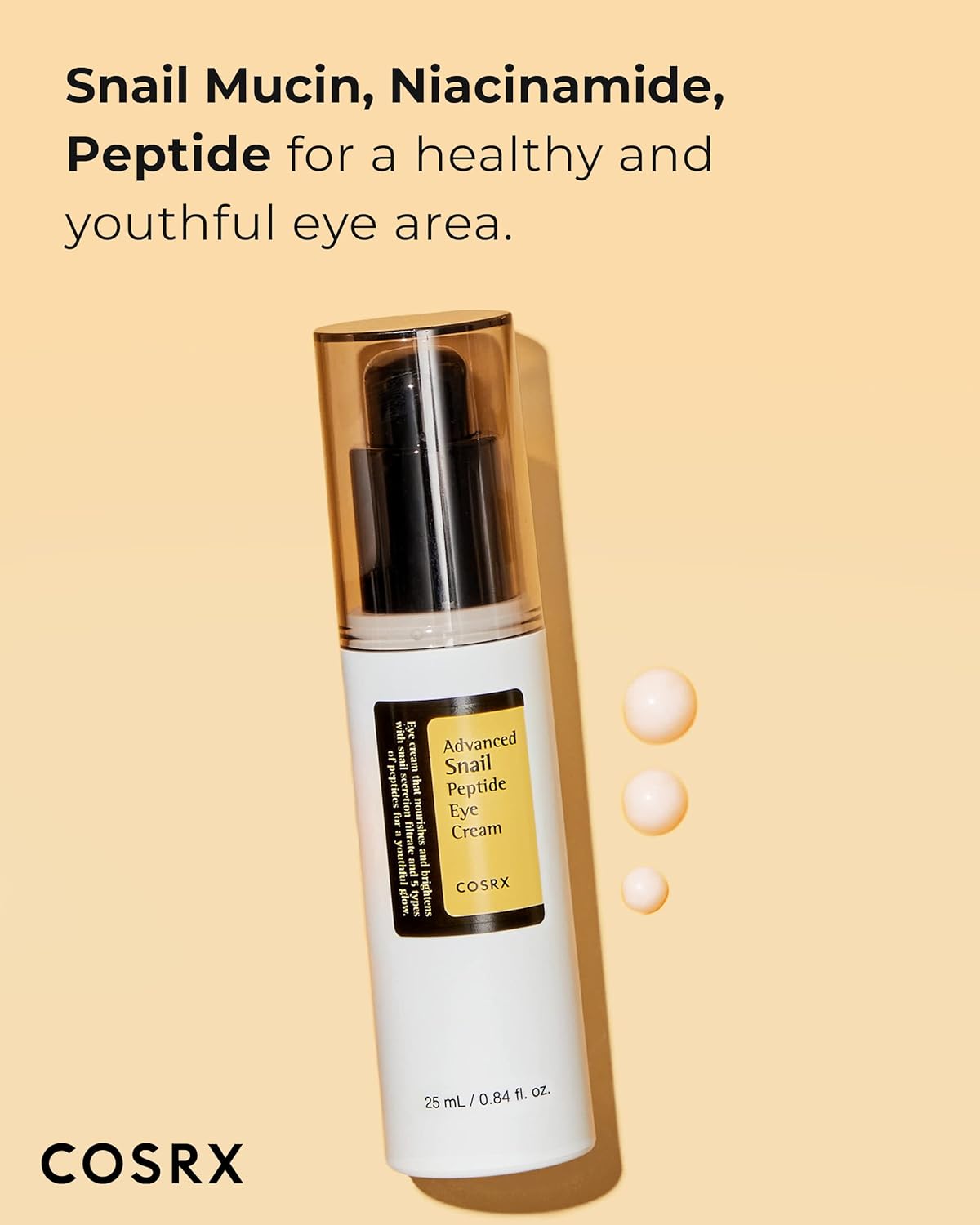 COSRX Advanced Snail Peptide Eye Cream – 25ml lightweight brightening and firming eye treatment with snail mucin