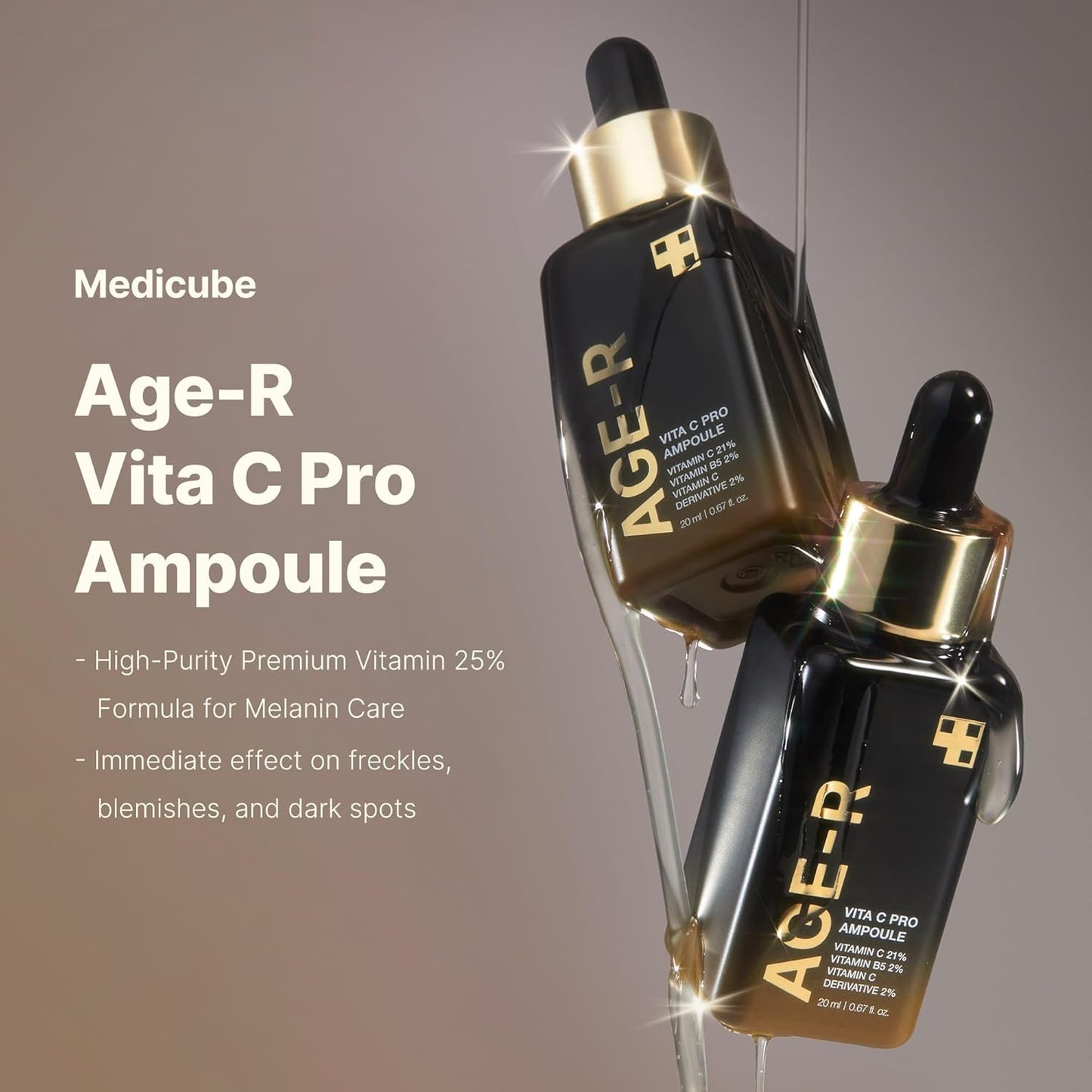 Medicube AGE-R Vita C Pro Ampoule – Korean brightening serum with 21% Vitamin C and Vitamin B5 for pigmentation and glow