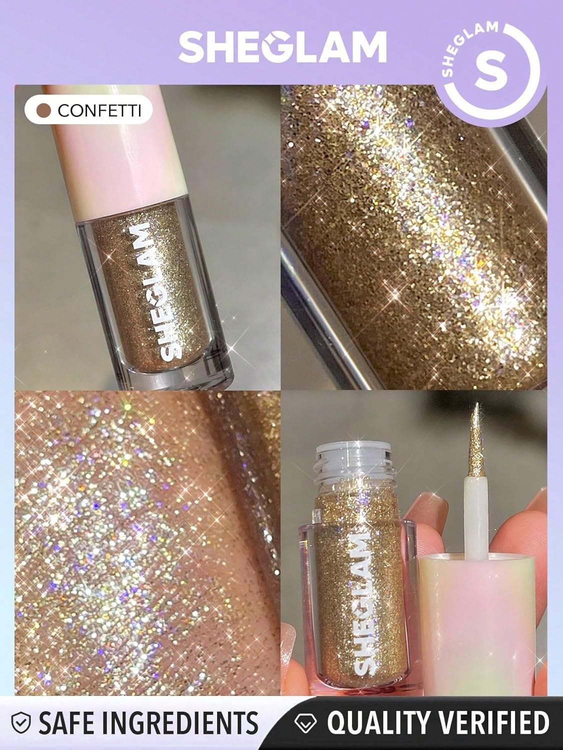 SHEGLAM Insta-Party Glitter Liner – Confetti – Multicolor glitter eyeliner – Longwear sparkle liner for bold party looks – 2.5g