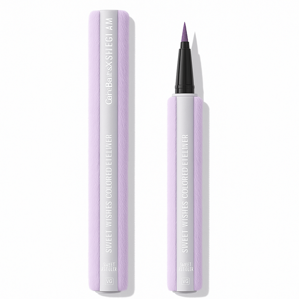 Care Bears × SHEGLAM Sweet Wishes Colored Eyeliner – Sweet As Sugar (Purple) Felt‑Tip Packaging