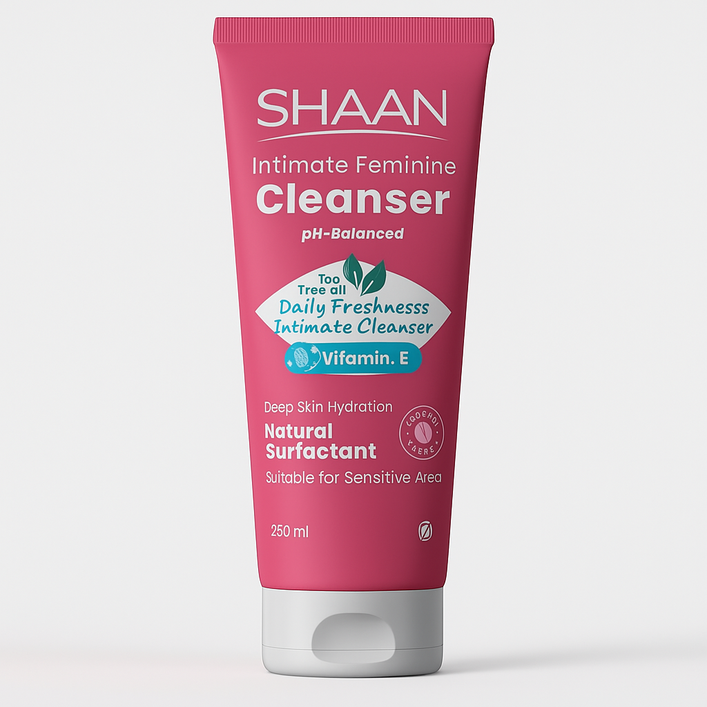 Shaan Feminine Intimate Cleanser with Lactic Acid & Chamomile – 250ml Packaging