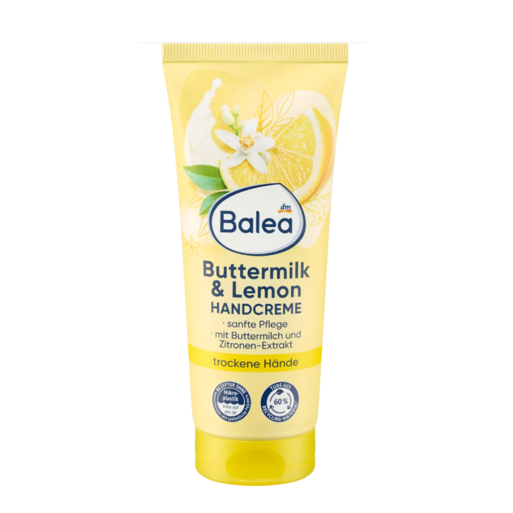 Balea Buttermilk & Lemon Hand Cream – 100ml | German lightweight hand cream with a refreshing citrus scent and deep hydration for soft, smooth hands