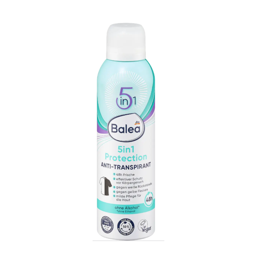 Balea 5in1 Protection Anti-Transpirant – Alcohol-Free Deodorant – 48h Protection – 200ml | German daily deodorant with no stains and long-lasting freshness