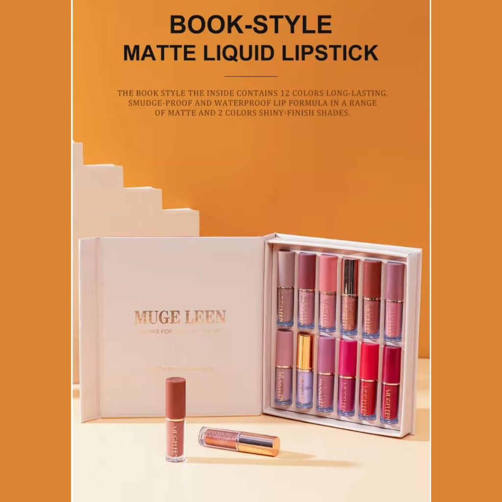 MUGELFEN Thanks For The Love Lip Set – 12 Matte Lipsticks | Creamy, long-lasting lipstick set in vibrant shades with elegant packaging