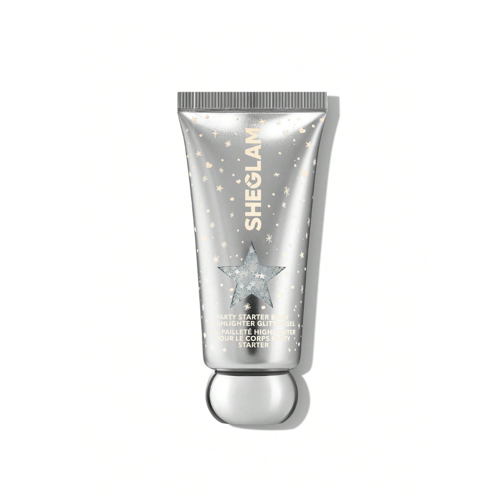 SHEGLAM Party Starter Body Highlighter Glitter Gel – Ice Breaker – Silver body shimmer for parties – Fast-drying non-sticky formula – 25ml