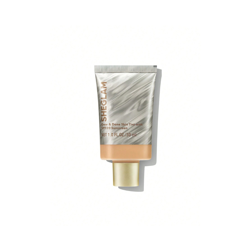 SHEGLAM Dew & Done Skin Tint SPF 20 – Nude shade with dewy, hydrating finish and buildable light-to-medium coverage