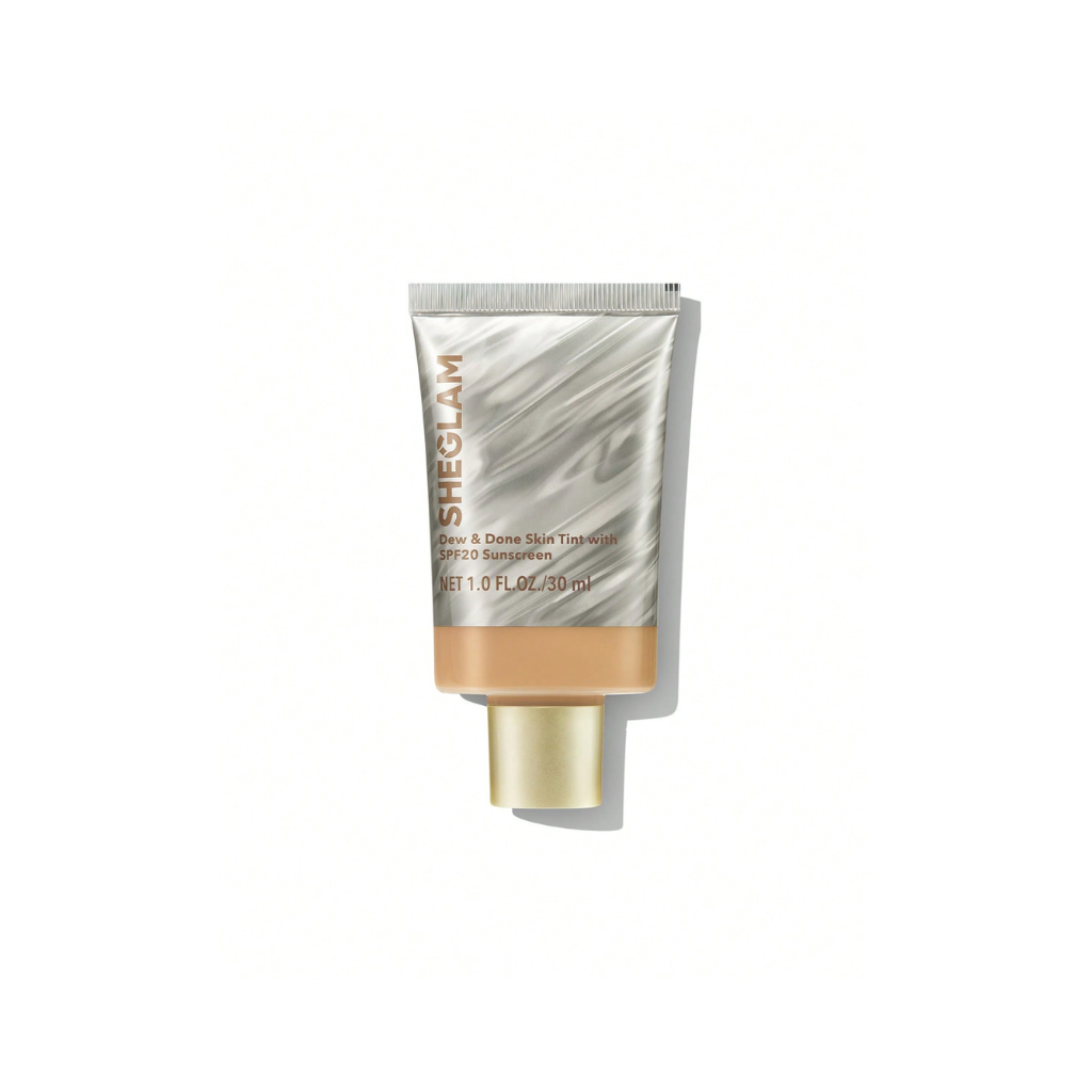 SHEGLAM Dew & Done Skin Tint SPF 20 – Acorn shade with dewy, hydrating finish and buildable light-to-medium coverage