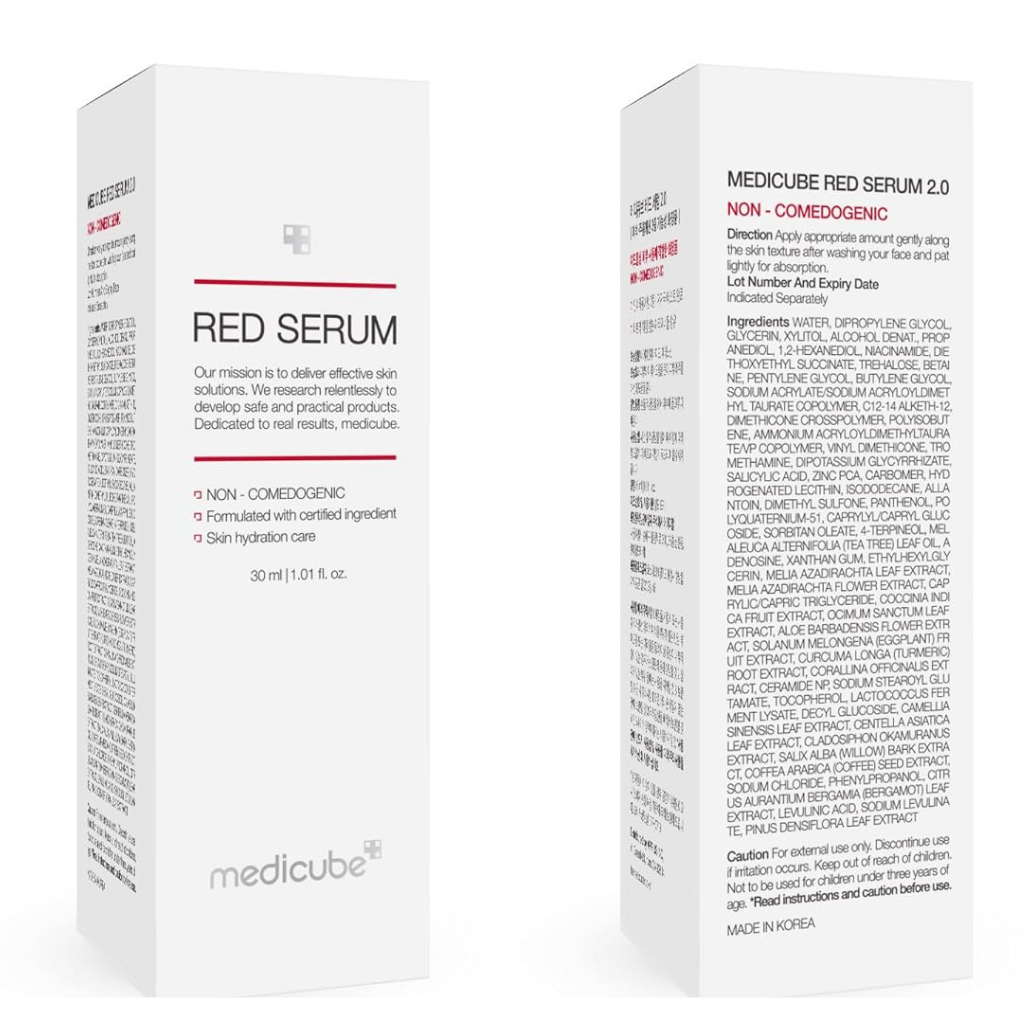 medicube Red Serum – 30ml non-comedogenic acne treatment serum for oily and sensitive skin