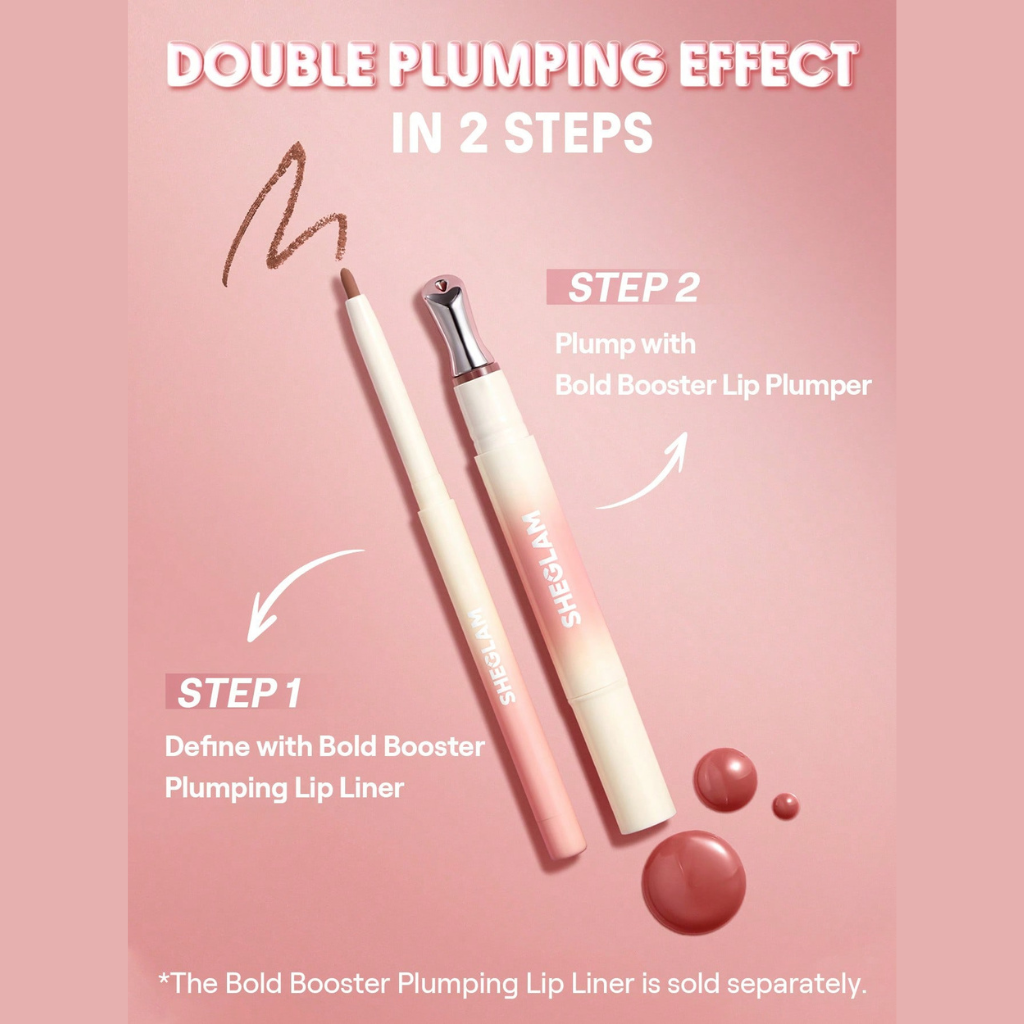 SHEGLAM Bold Booster Lip Plumper – Honey Glaze shade – glossy plumping lip gloss with warm honey nude tint