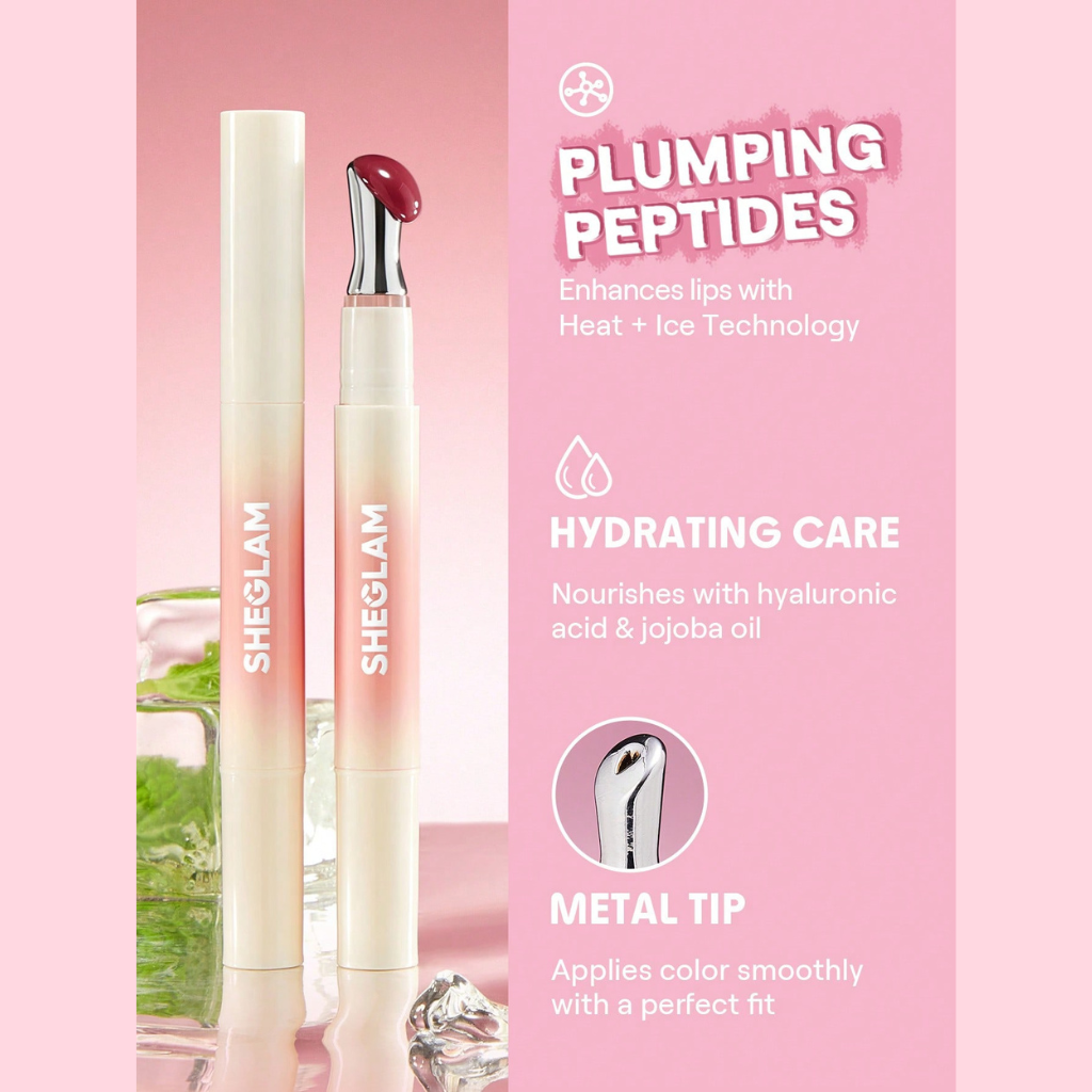 SHEGLAM Bold Booster Lip Plumper – Cherry Gleam shade – glossy plumping lip gloss with juicy cherry red tint