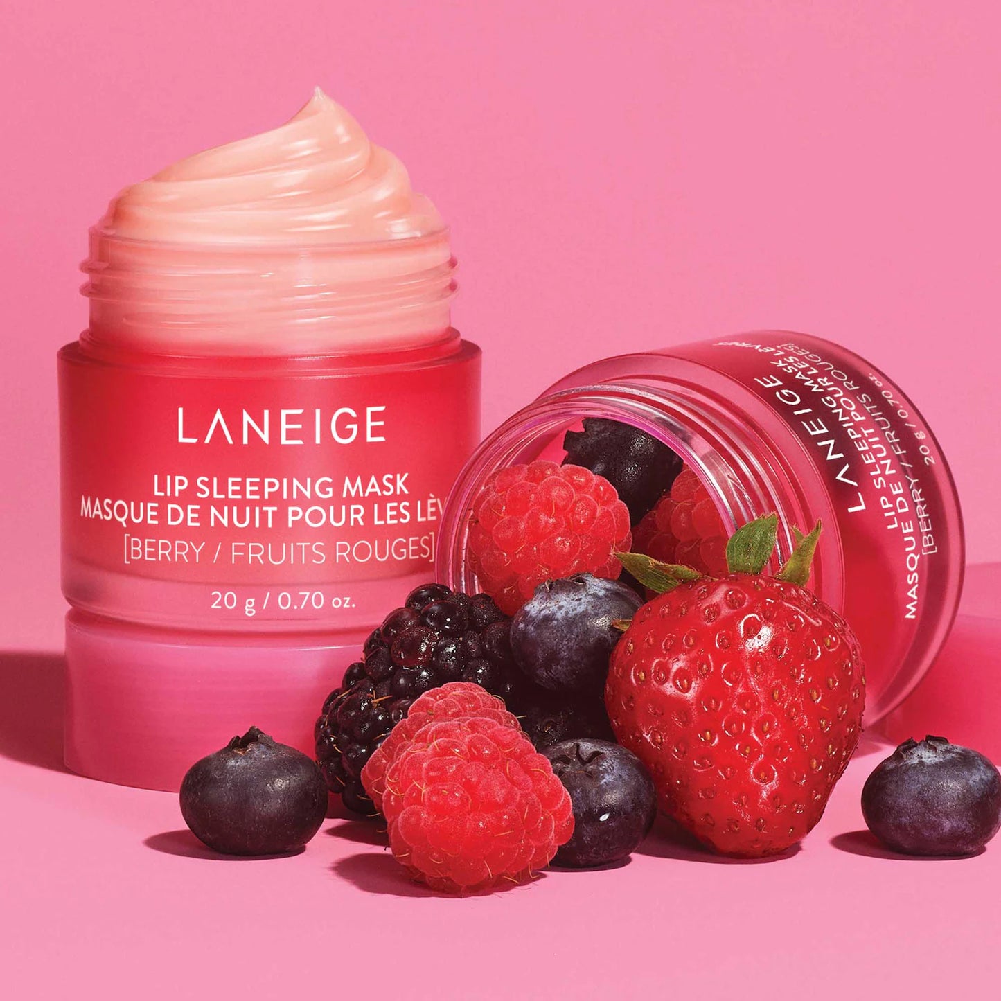 LANEIGE Lip Sleeping Mask Berry 20 g product jar and spatula packaging