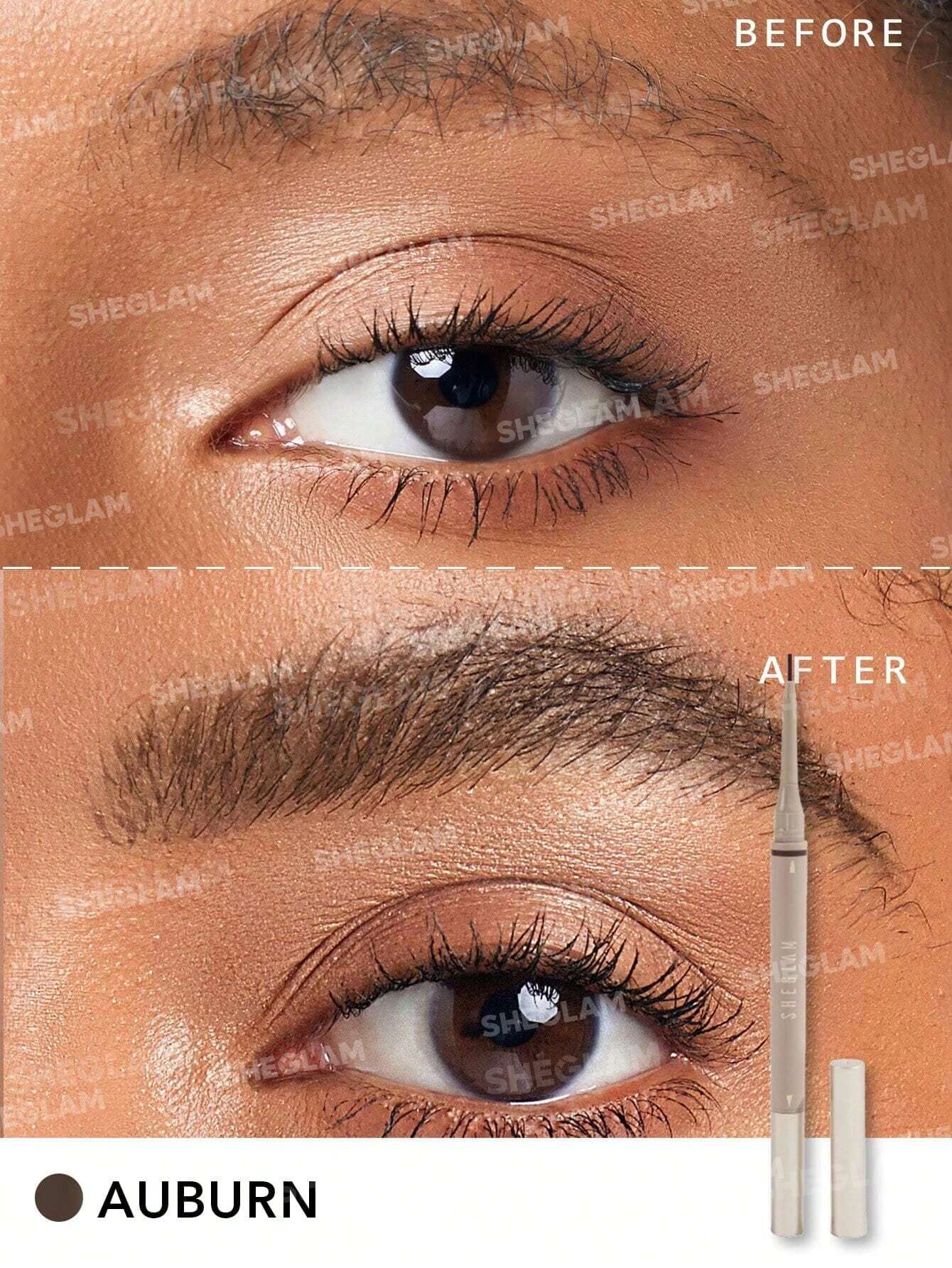 SHEGLAM Brows On Demand 2-in-1 Brow Pencil Auburn waterproof pencil and liquid brow for warm natural defined brows
