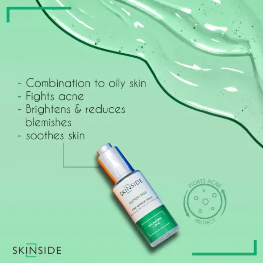 SkinSide Niacinamide 10% + Zinc 1% Oil Control & Pore Minimizing Serum – 25ml Packaging
