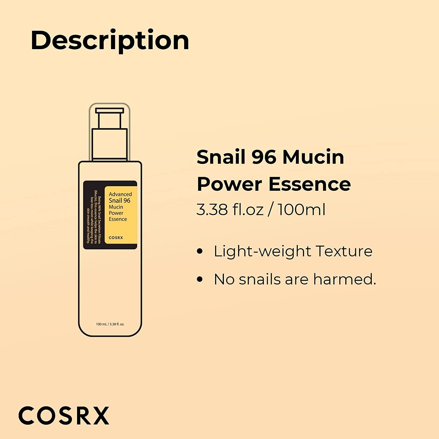 COSRX Advanced Snail 96 Mucin Power Essence – 100ml clear bottle for hydration and repair

