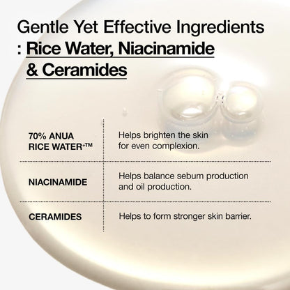 Anua Rice 70 Glow Milky Toner – 250ml brightening Korean toner with rice bran water and ceramide
