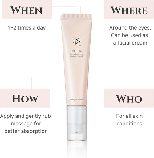 Beauty of Joseon Revive Eye Serum – 30ml with Ginseng and Retinal, anti-aging Korean serum for wrinkles and hydration

