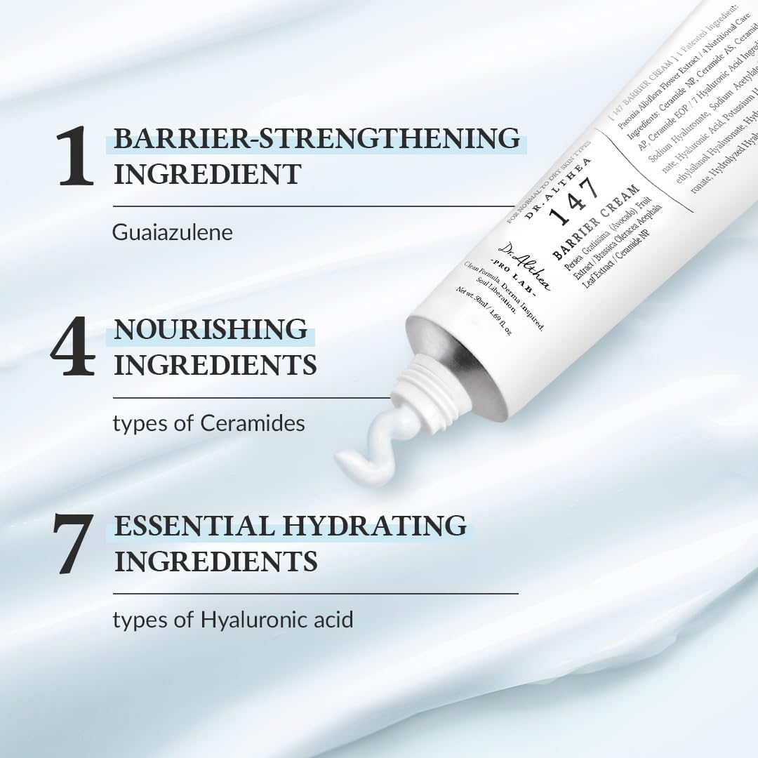 Dr. Althea 147 Barrier Cream – 50ml Korean moisturizer for dry and sensitive skin with ceramides and hyaluronic acid
