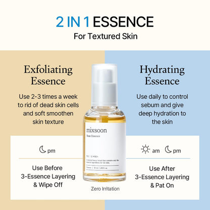 mixsoon Bean Essence – 100ml Korean fermented exfoliating and hydrating essence for sensitive and dull skin
