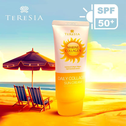TERESIA Marine Collagen Daily Sun Cream – 70ml | Lightweight Korean sunscreen with marine collagen and SPF50
