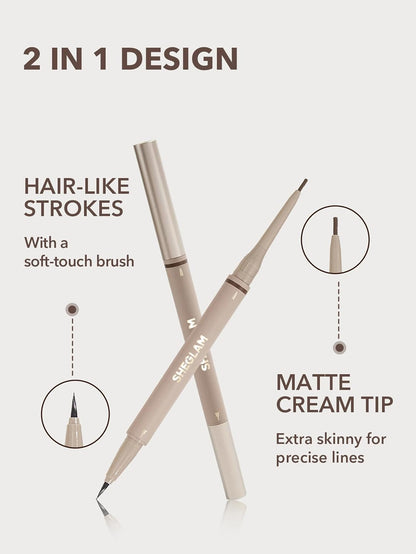 SHEGLAM Brows On Demand 2-In-1 Brow Pencil – Chocolate shade – Eyebrow definer for medium to dark hair – longwear dual tip
