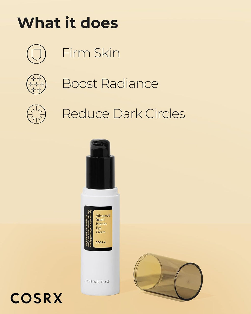 COSRX Advanced Snail Peptide Eye Cream – 25ml lightweight brightening and firming eye treatment with snail mucin