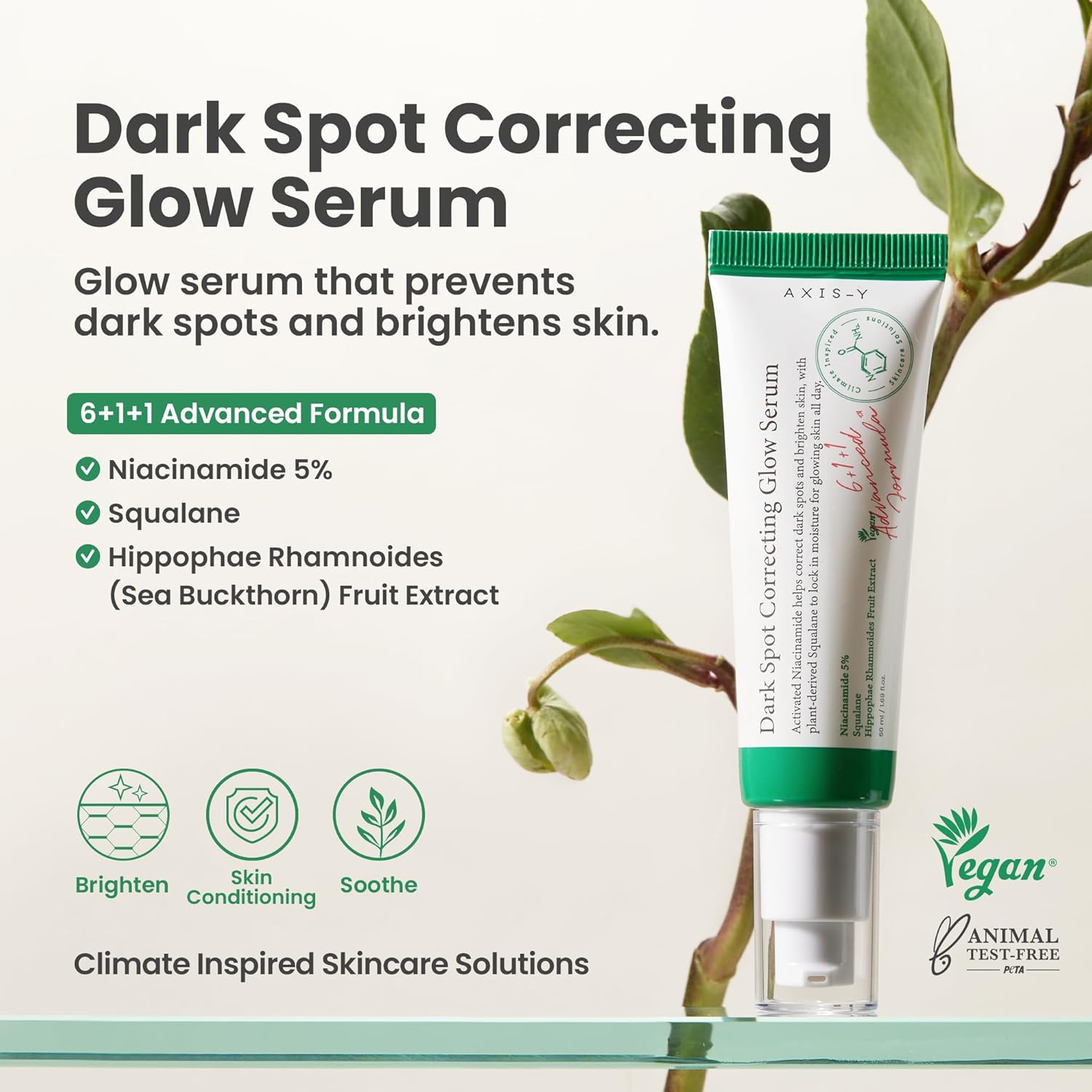 AXIS-Y Dark Spot Correcting Glow Serum – 5% Niacinamide + Squalane brightening serum targeting dark spots and post-acne marks – vegan K-Beauty
