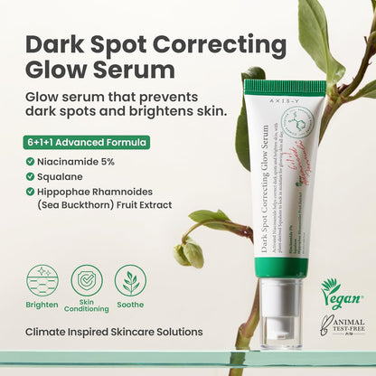 AXIS-Y Dark Spot Correcting Glow Serum – 5% Niacinamide + Squalane brightening serum targeting dark spots and post-acne marks – vegan K-Beauty
