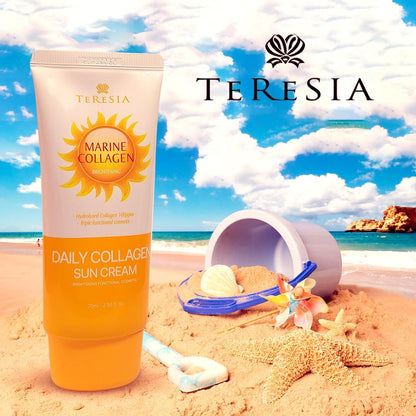 TERESIA Marine Collagen Daily Sun Cream – 70ml | Lightweight Korean sunscreen with marine collagen and SPF50
