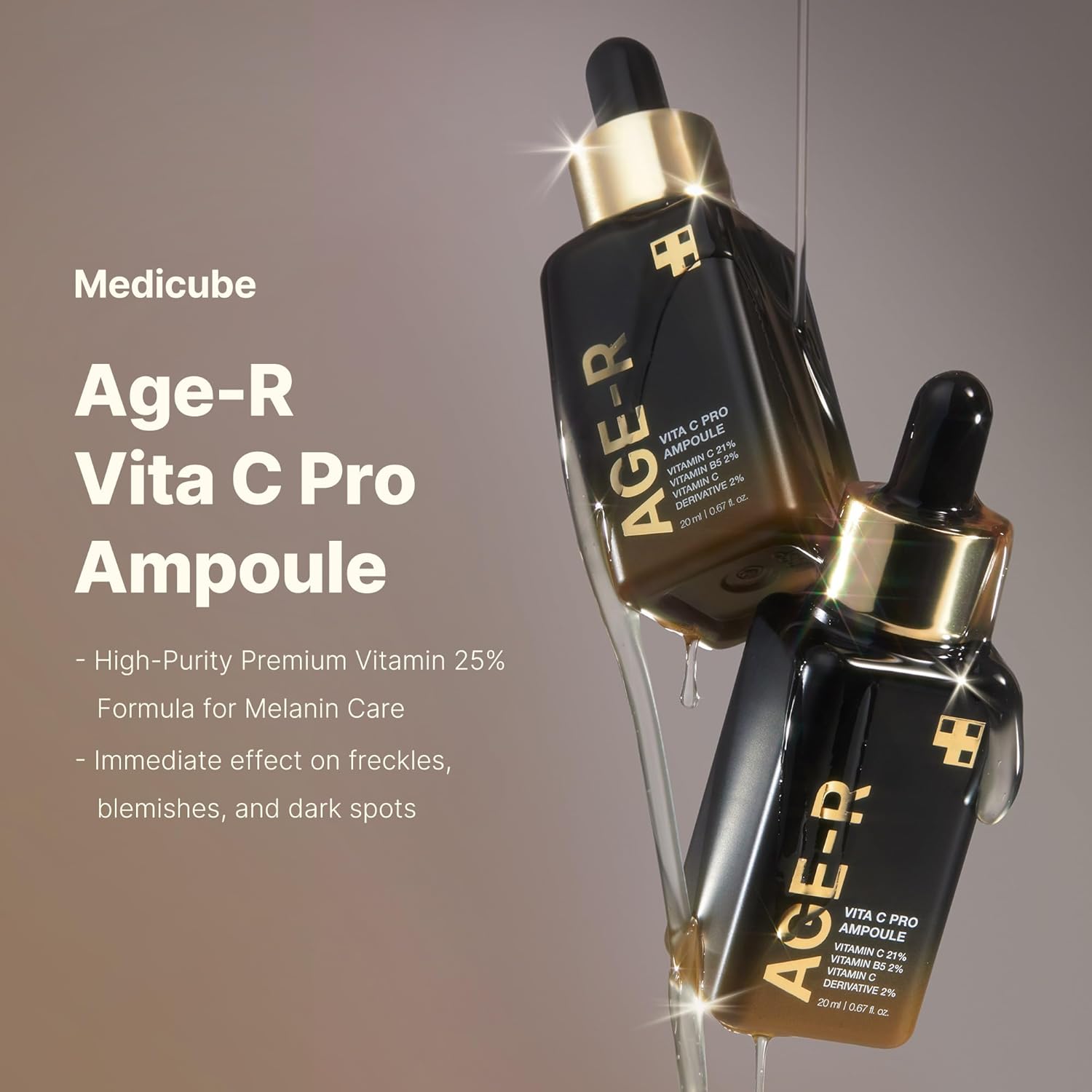 Medicube AGE-R Vita C Pro Ampoule – Korean brightening serum with 21% Vitamin C and Vitamin B5 for pigmentation and glow

