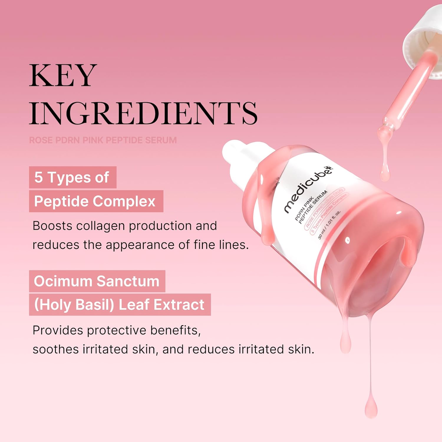 medicube PDRN Pink Peptide Serum – 30ml Korean skin regenerating serum with salmon DNA and peptides

