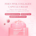 Medicube PDRN Pink Collagen Capsule Cream 55g jar with pink collagen capsules for brightening, firming and deep hydration.
