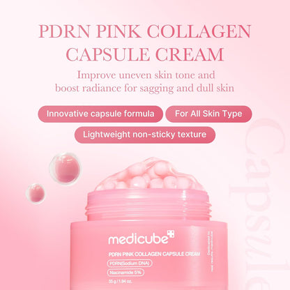 Medicube PDRN Pink Collagen Capsule Cream 55g – hydrating brightening capsule moisturizer with PDRN, 5% niacinamide & hyaluronic acid for glass-skin glow
