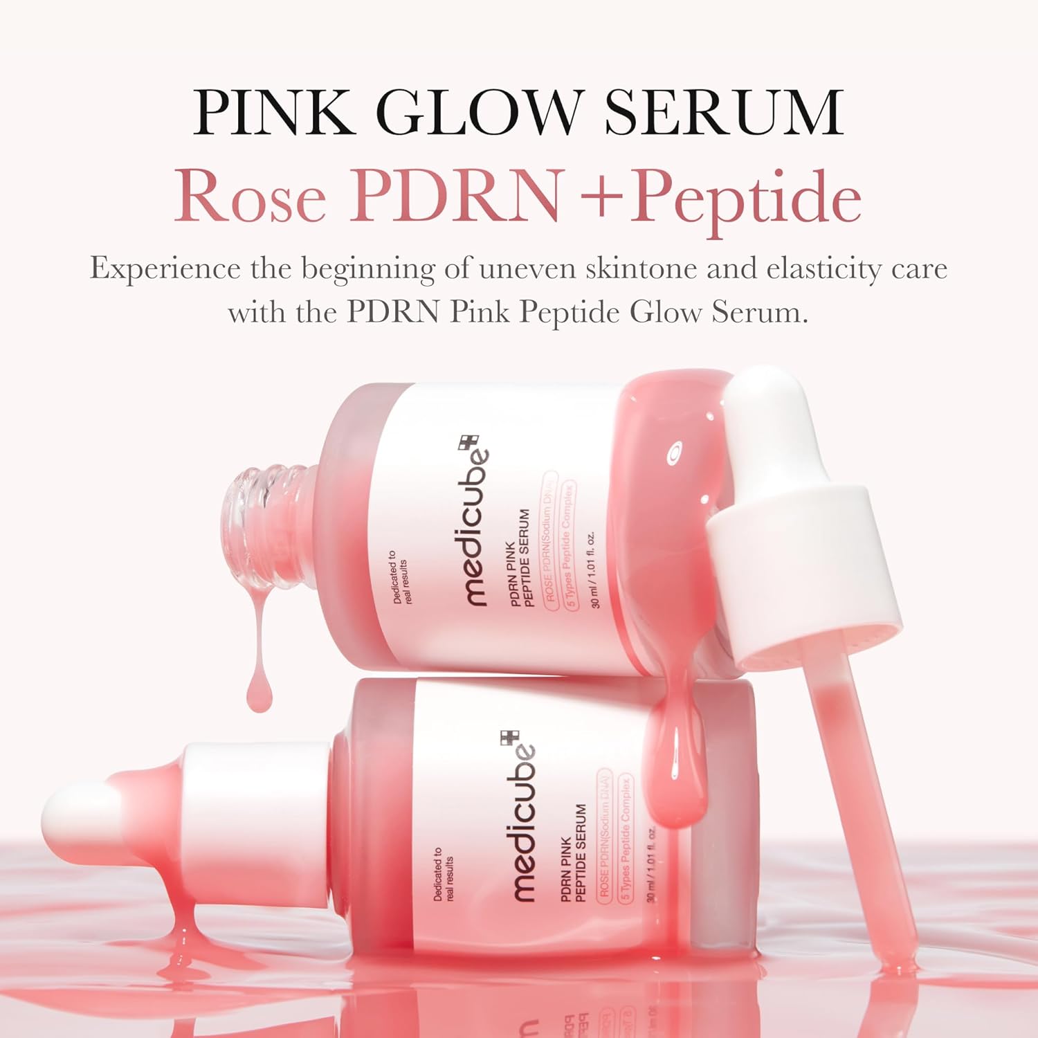medicube PDRN Pink Peptide Glow Serum 30ml – Korean serum with PDRN, peptides and niacinamide for radiance and firmer-looking skin.
