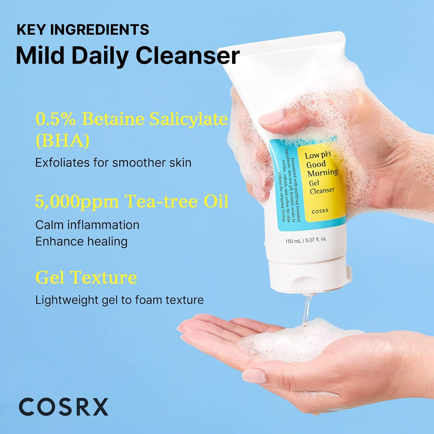 COSRX Low pH Good Morning Gel Cleanser – 150ml tube packaging