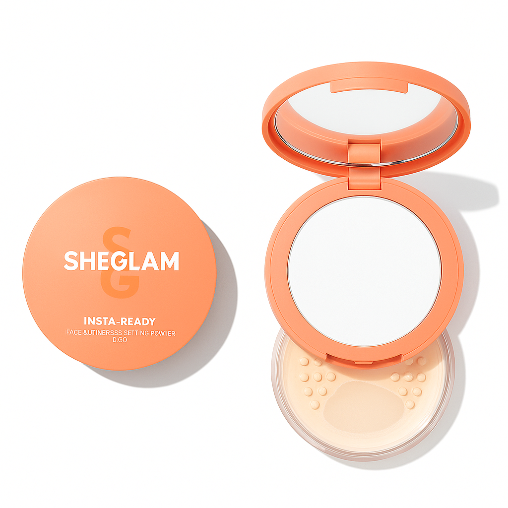 SHEGLAM Insta-Ready Face & Under Eye Setting Powder Duo – Bisque compact packaging