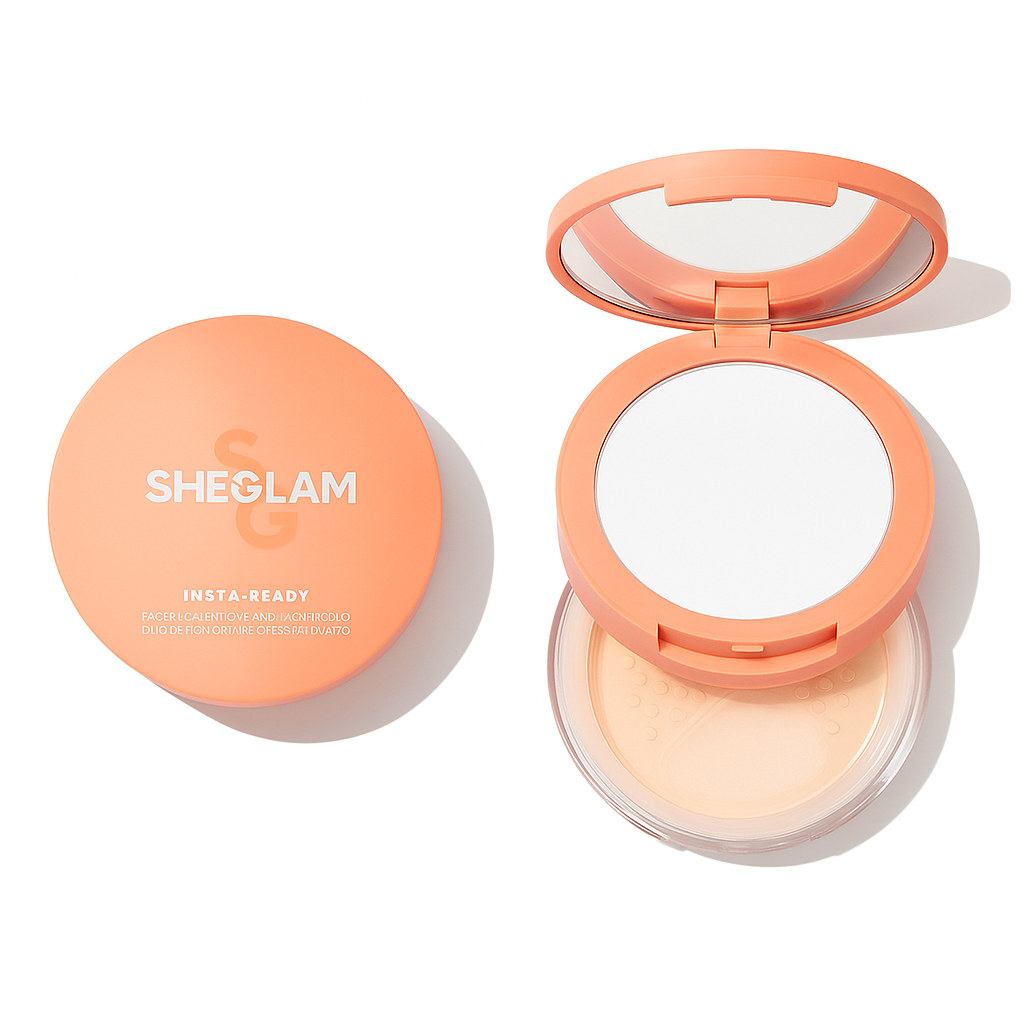 SHEGLAM Insta-Ready Face & Under Eye Setting Powder Duo – Natural Linen compact packaging
