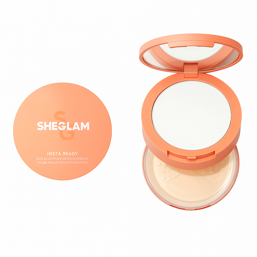 SHEGLAM Insta-Ready Face & Under Eye Setting Powder Duo – Translucent compact packaging