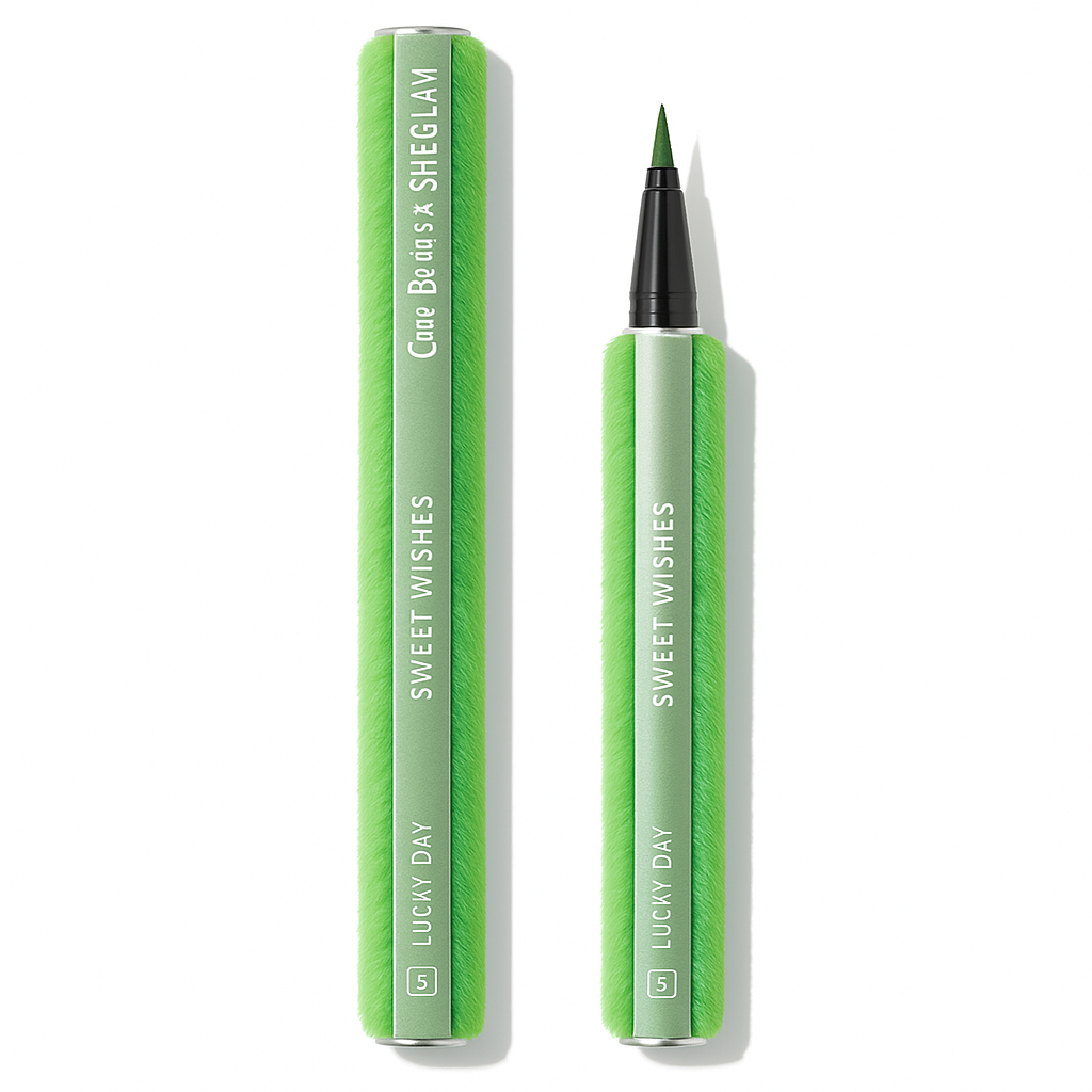 Care Bears × SHEGLAM Sweet Wishes Colored Eyeliner – Lucky Day Green Felt‑Tip Packaging