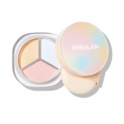 SHEGLAM Radiance Ring 3-In-1 Correcting Setting Powder compact packaging with color-correcting powders