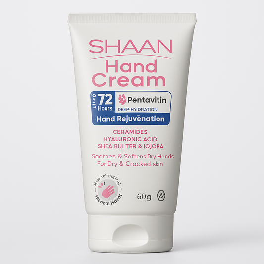 Shaan Deep Hydration Hand Cream with Ceramides, Hyaluronic Acid & Shea Butter – 60g Packaging