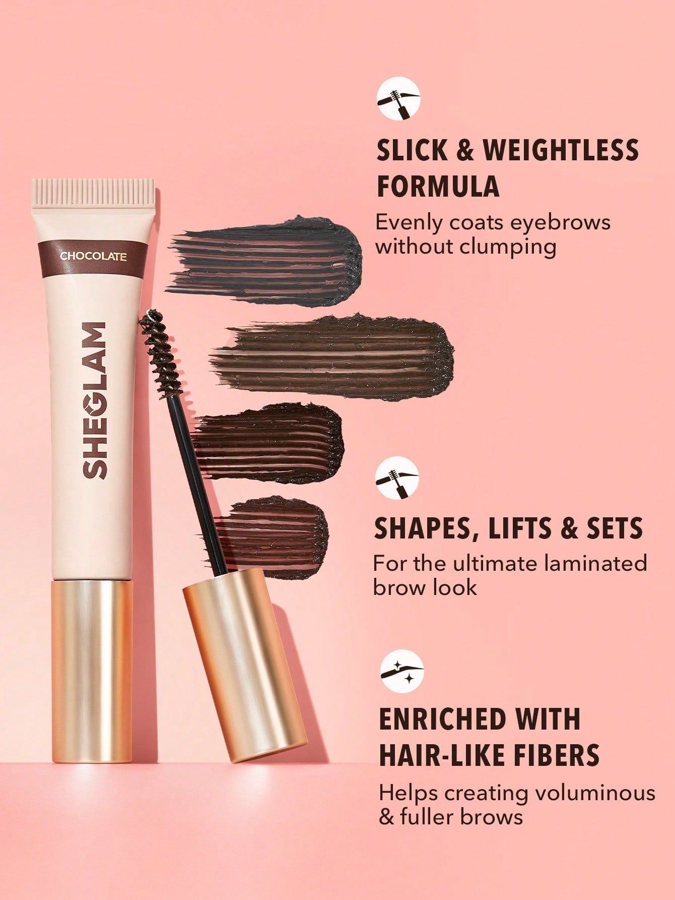 SHEGLAM Hold 'Em Up Tinted Brow Gel – Auburn tube packaging