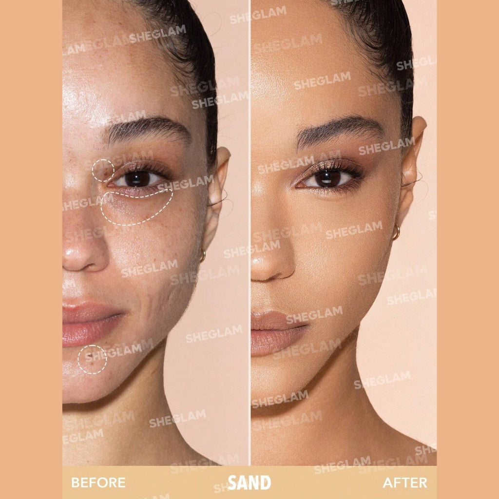 SHEGLAM Complexion Boost Concealer - Sand with sponge-head applicator, high coverage hydrating formula for a natural blurred finish
