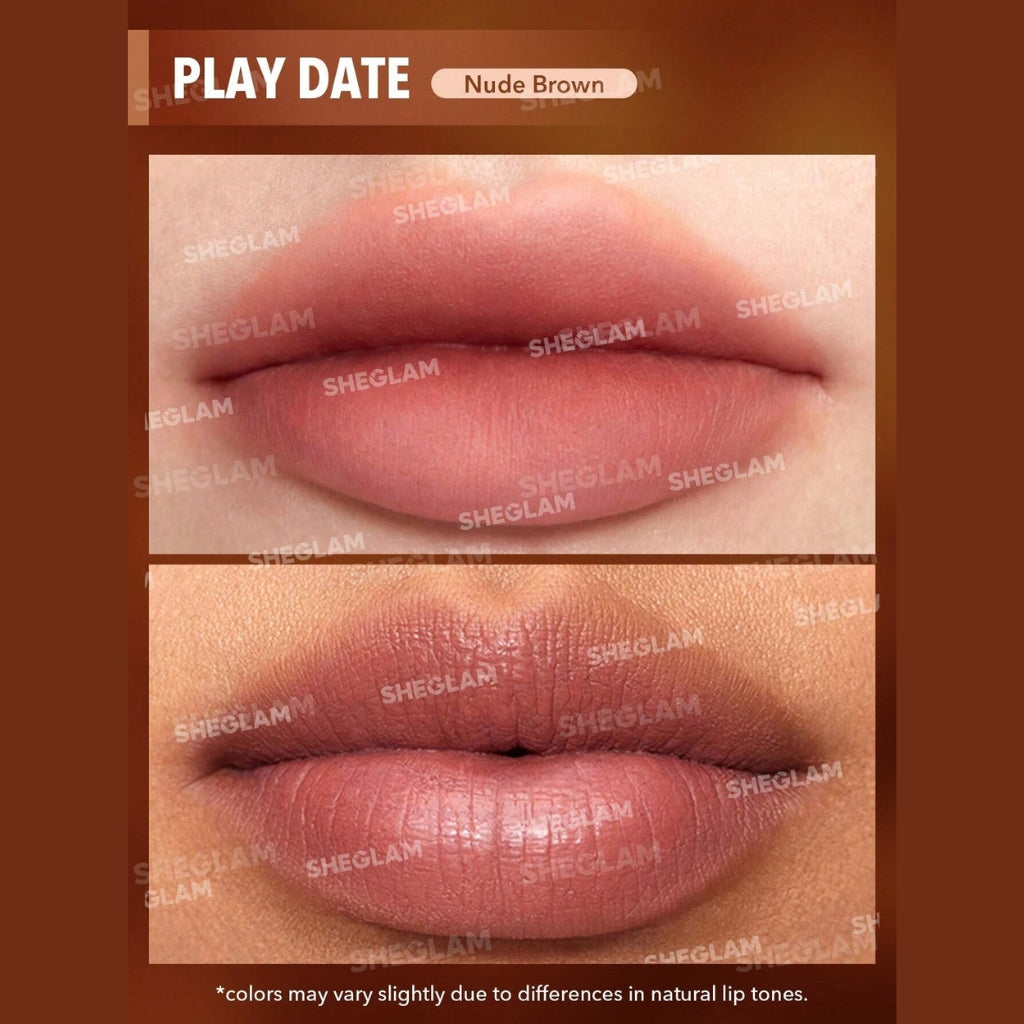SHEGLAM Soft Haze Lip Blur lip tint in Play Date shade (2.6g) with matte blurring finish
