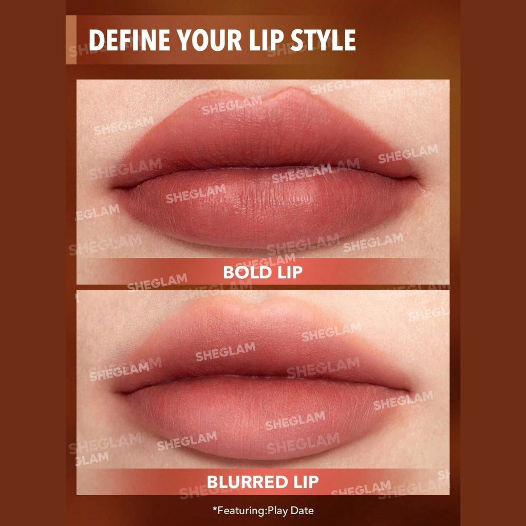 SHEGLAM Soft Haze Lip Blur lip tint in Play Date shade (2.6g) with matte blurring finish
