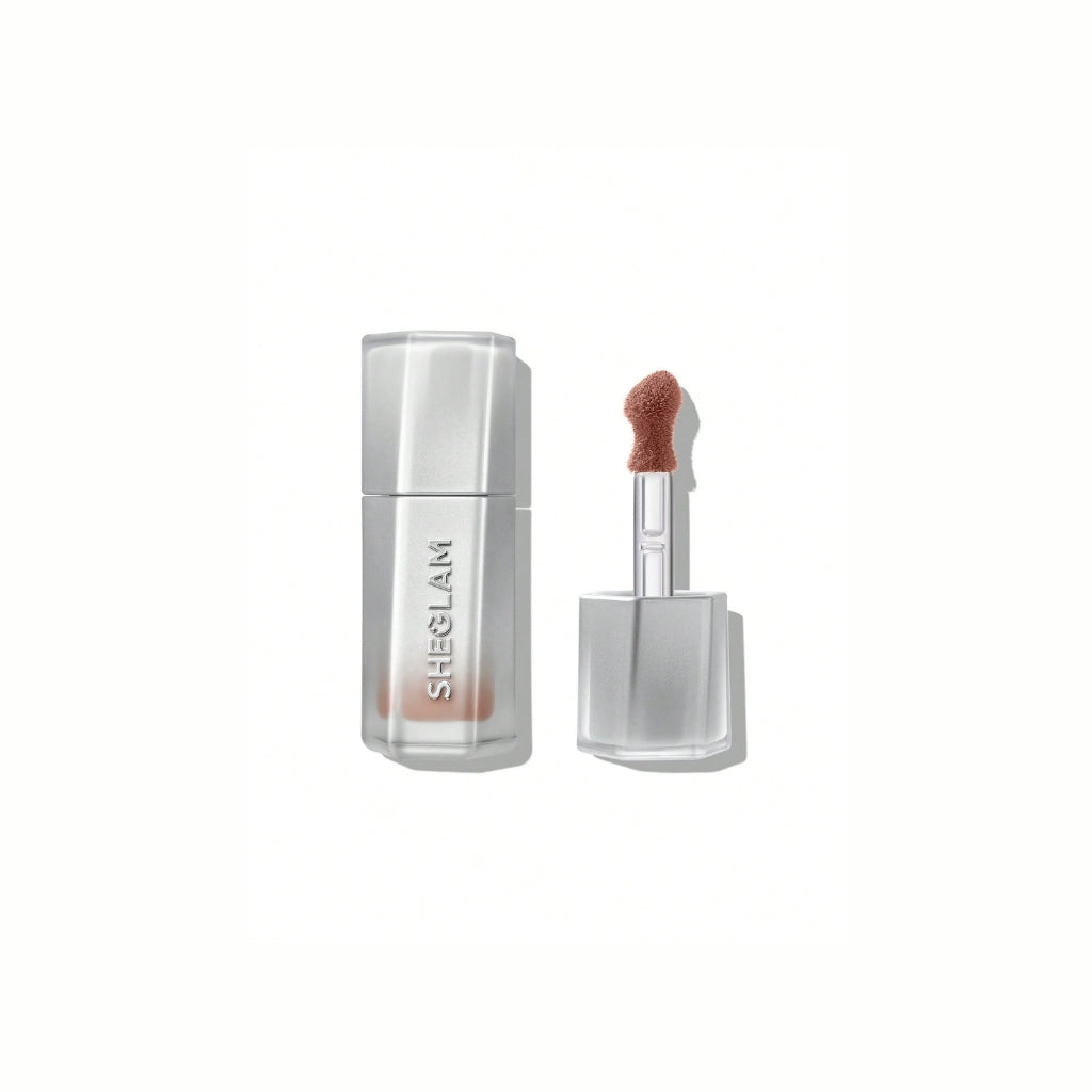 SHEGLAM Glass Lock Air Gloss – French Toast shade in sleek tube, hydrating mirror-shine lip glaze with warm caramel-nude glossy finish
